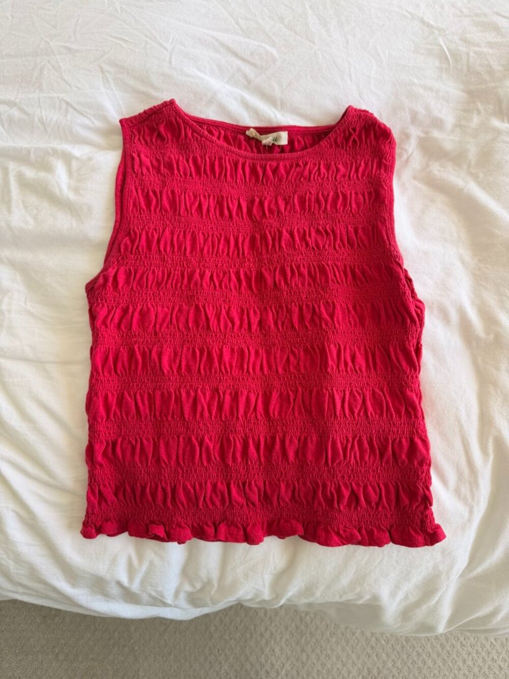 Madewell Smocked Boatneck Tank Top – Wild Poppy Red, XS